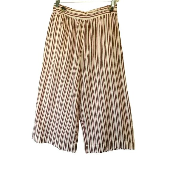 Harve Benard Linen Capris Wide Leg Washable Pull-On Striped Women's Size Small - Picture 1 of 9